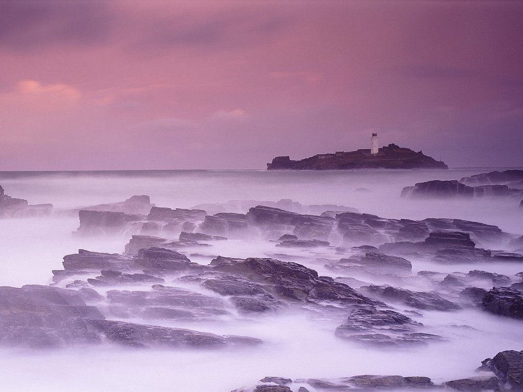 Godrevy Lighthouse, St. Ives Bay, Cornwall, England